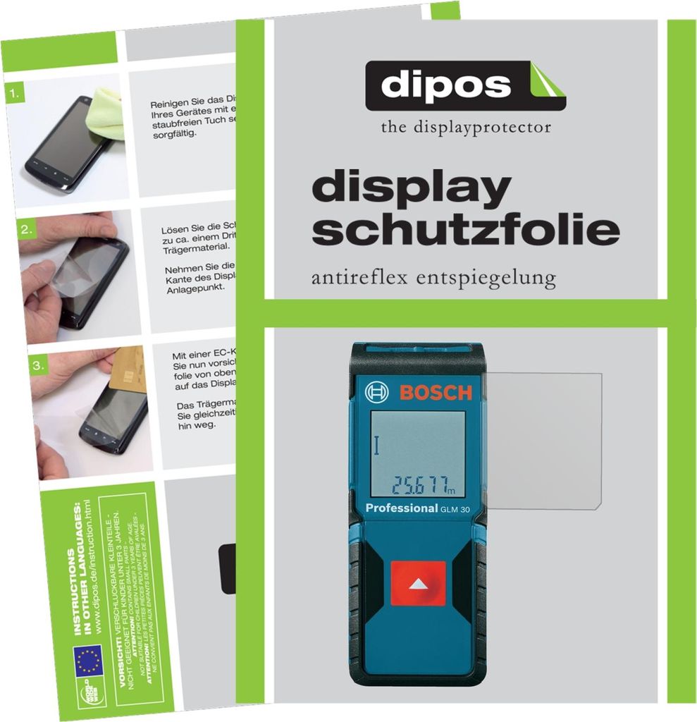 3x Schutzfolie für Bosch Professional GLM 30 matt Displayschutzfolie Folie Display Schutz dipos