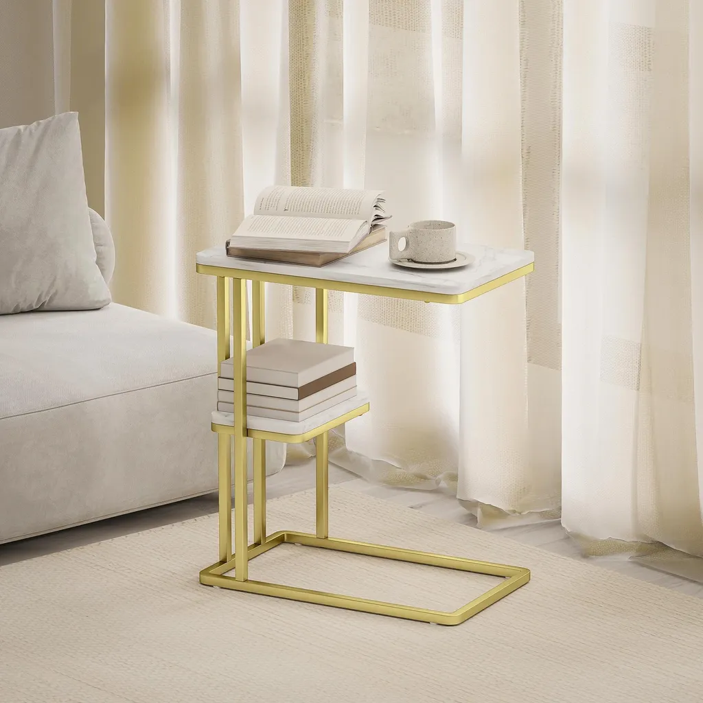 Petite table d'appoint gain de place blanche pour espaces étroits C - 9