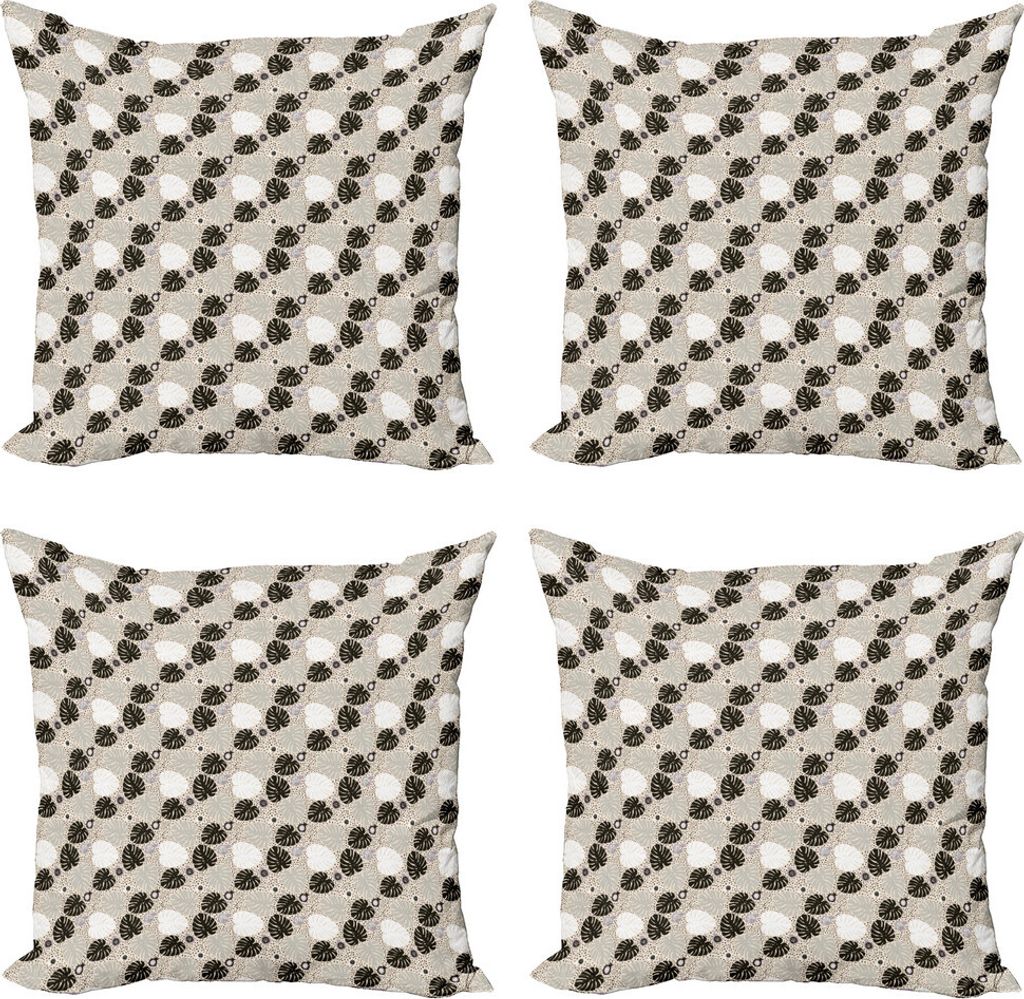 ABAKUHAUS Tropisch Kissenbezug Set (4 Stück), Hawaii Flora Monsteras, Moderner Doppelseitiger Digitaldruck, 60 cm x 60 cm, Mehrfarbig
