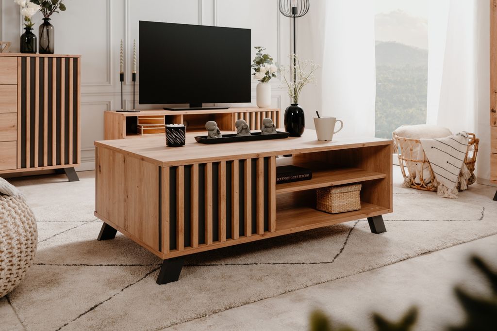Couchtisch Medan | mit 3D-Lamellen | Artisan Eiche / Produktbild 