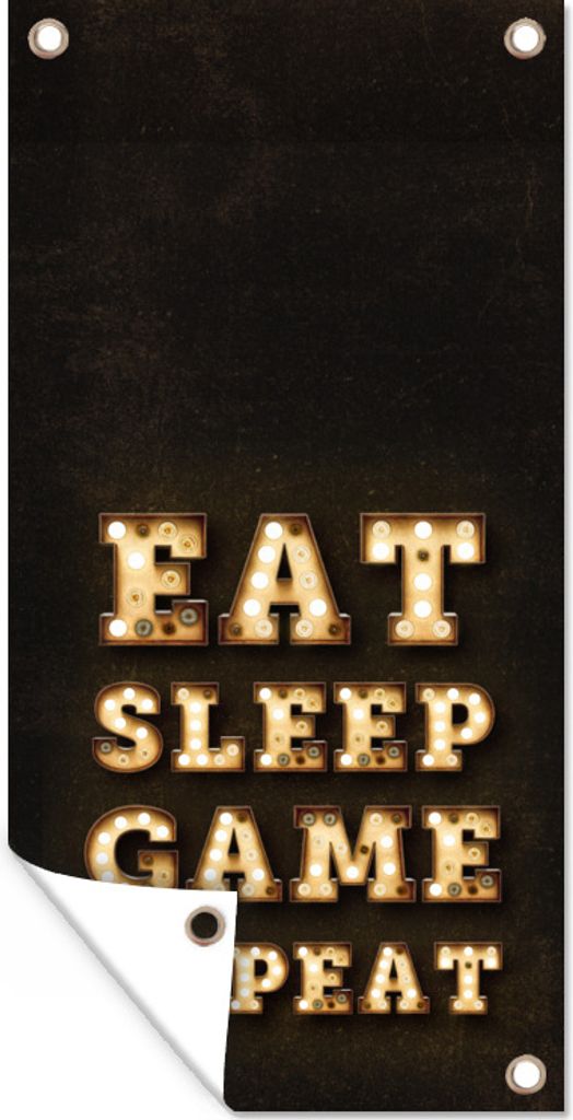 MuchoWow 30x60 cm Outdoor-Poster Gartendeko Sichtschutz Garten Poster für den Garten Spiele - Spiele - Zitate - Sprichwörter - Eat sleep game ...