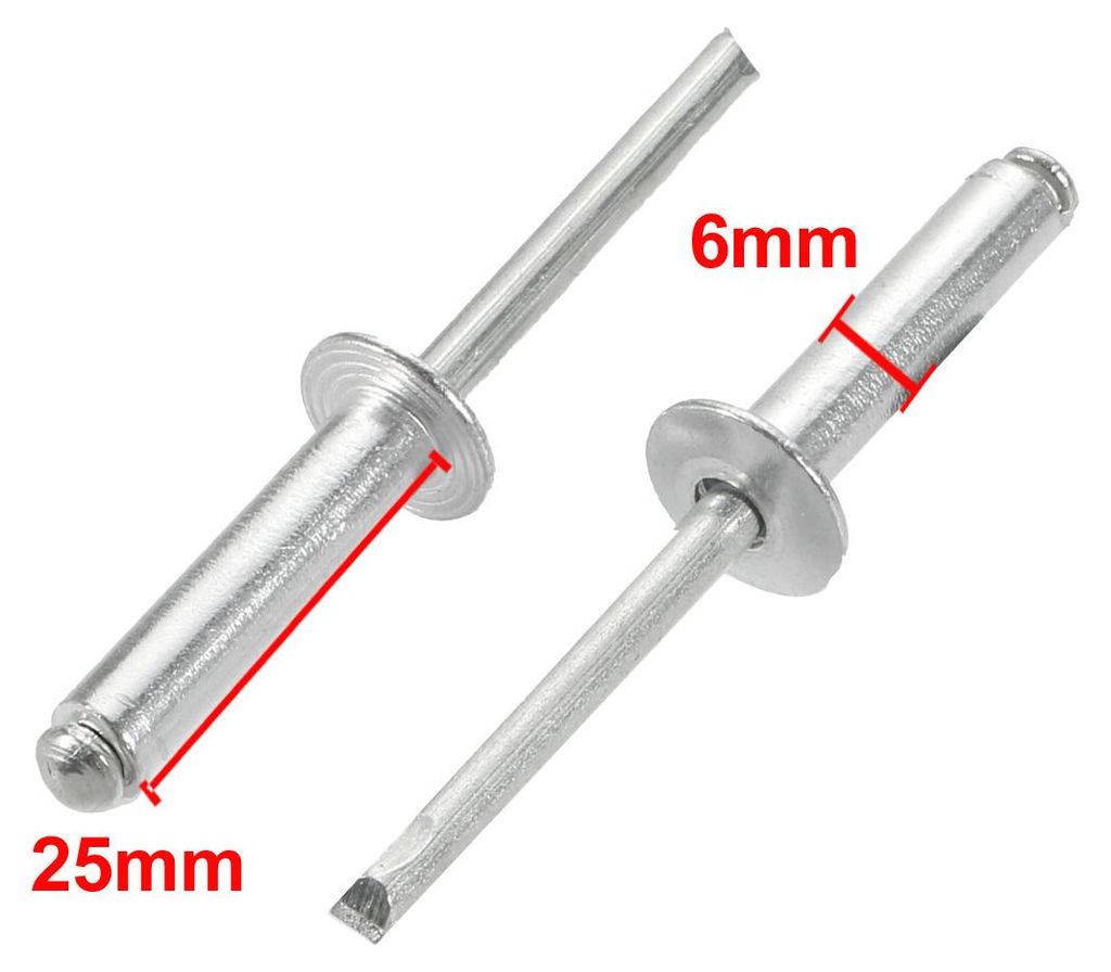 Blind Nieten 30Stk.Aluminum/Stahl Offenes Ende 6mm x 25mm