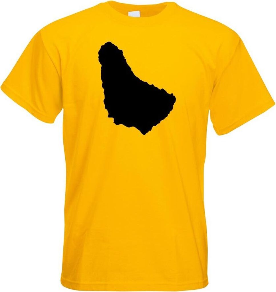 Kiwistar - T-Shirt - gelb - Barbados Umriss Kontur Herren Funshirt Bedruckt Design Sprüche Spruch Motive - mit Motiv Bedruckt - Funshirt Design - ...