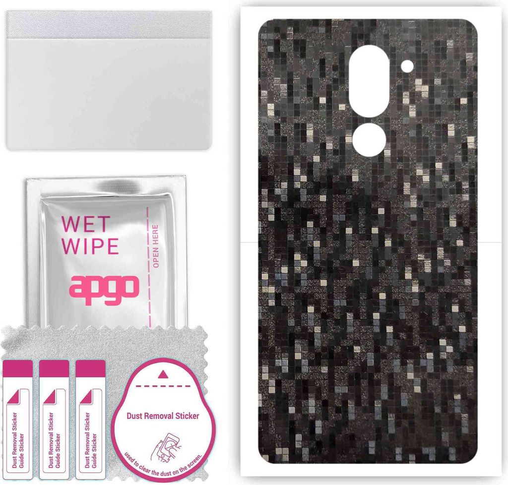 apgo Rückseite Schutzfolie, Skin, kompatibel mit Honor 6X, Hinten Displayschutzfolie aus Vinylfolie, kratzfest, einfache Montage - Carbon Black Pixel