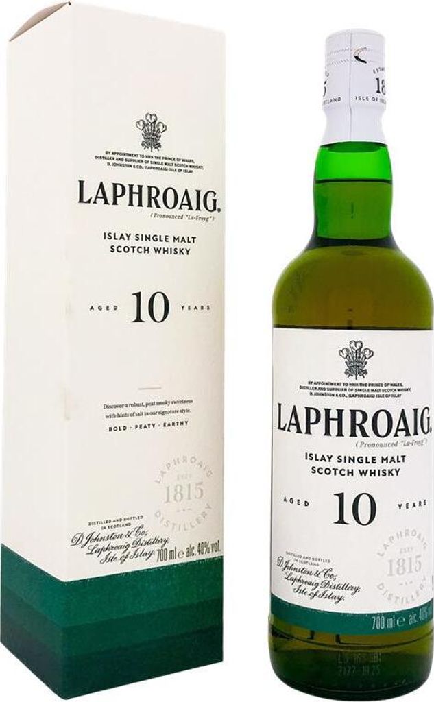 Laphroaig 10 años, whisky escocés de malta única de la isla Imagen del producto 