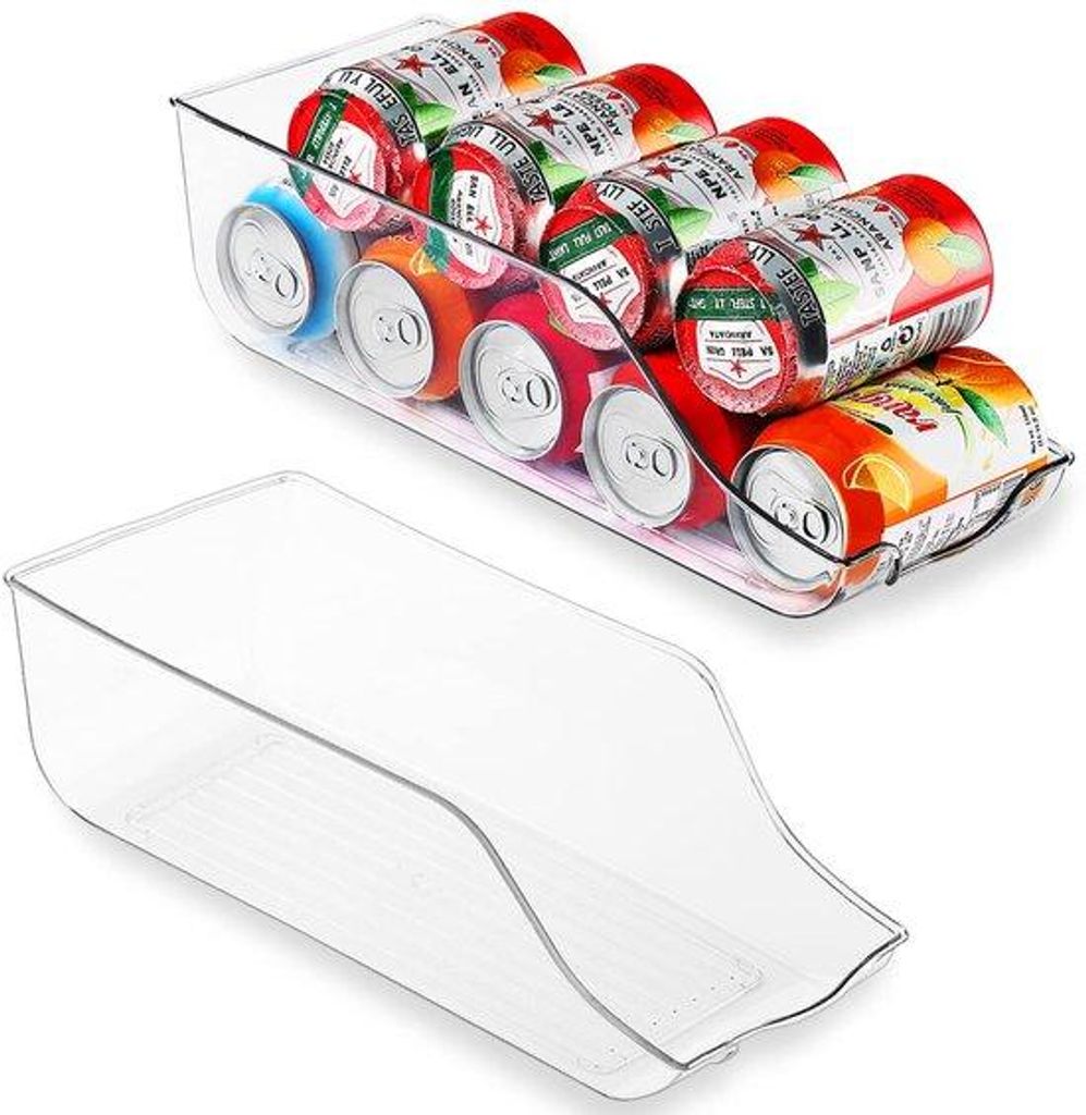 Unyqoos Transparenter Getränkedosenhalter und Organizer für Kühlschrank und Schrank, 2-teiliges Set
