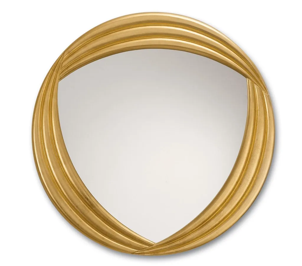 MO.WA Miroir Mural Rond Doré Ø 80 cm en Feuille d'Or Fait Main de Luxe