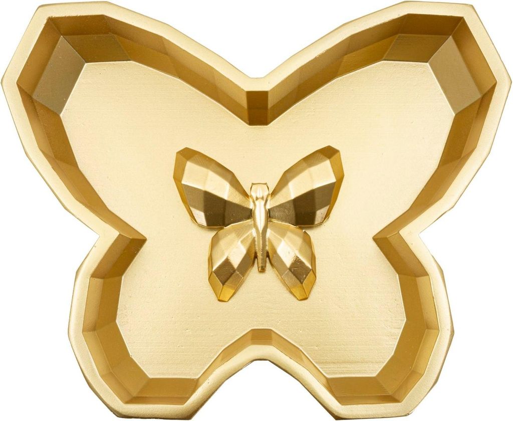 FURNLUX Tablett Schmetterling Gold 21cm / Hauptfarbe: Gold / Abmessungen: 21 x 3 x 18 cm