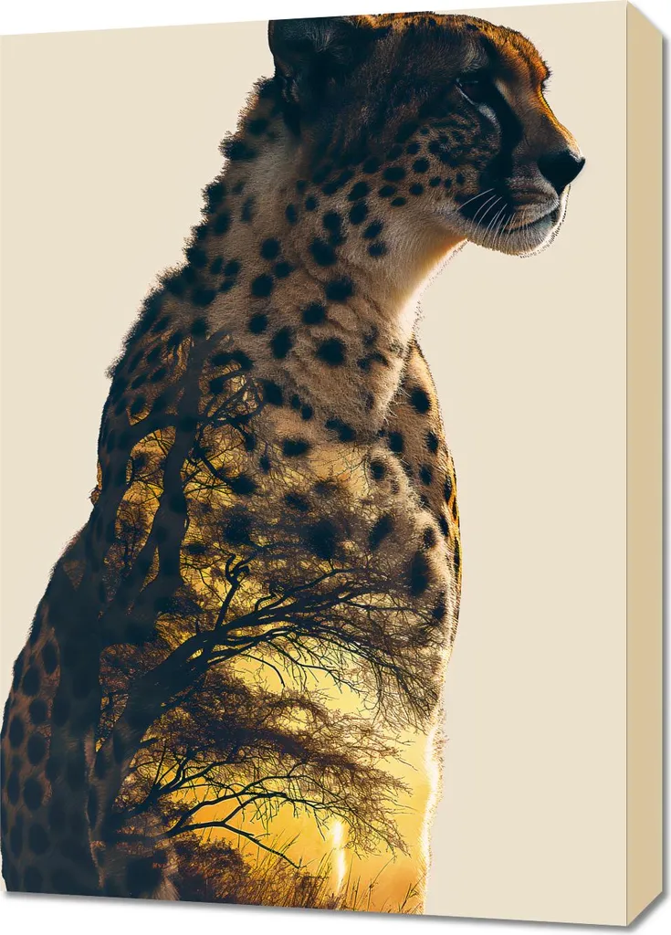 Image 50 x 70 cm Guépard esprit de la savane pour décoration murale chic