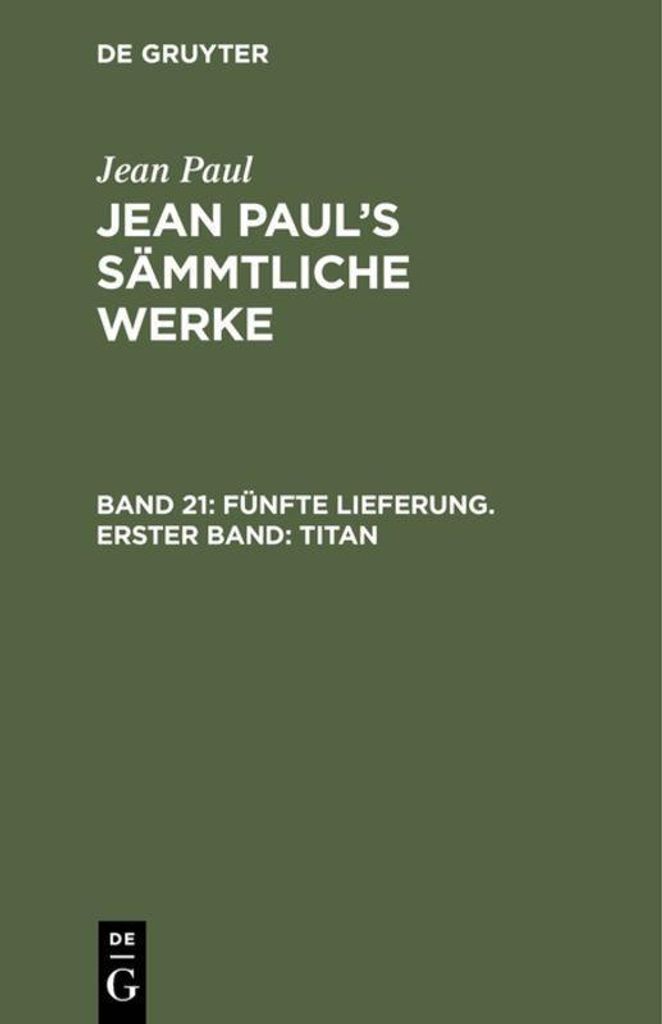 Fünfte Lieferung. Erster Band: Titan
