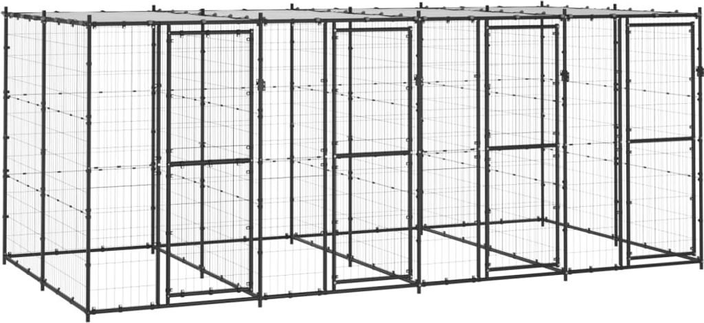 Outdoor-Hundezwinger Stahl mit Überdachung 9,68 m²