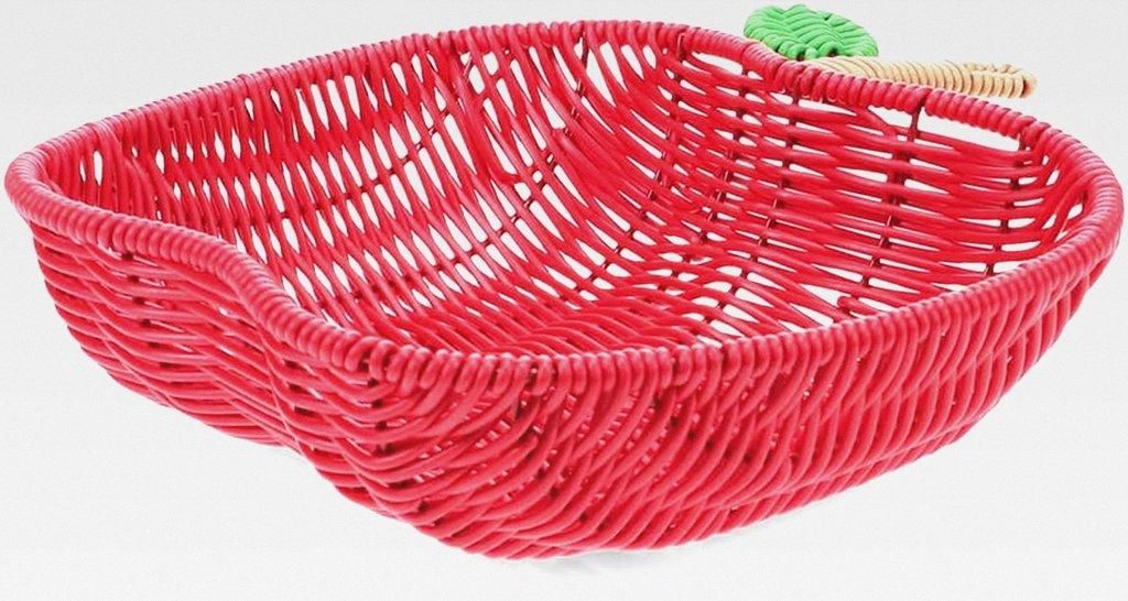 Geflochtener Obstkorb - Apfel - 24 x 21,5 x 6,5 cm, Kunststoff rot
