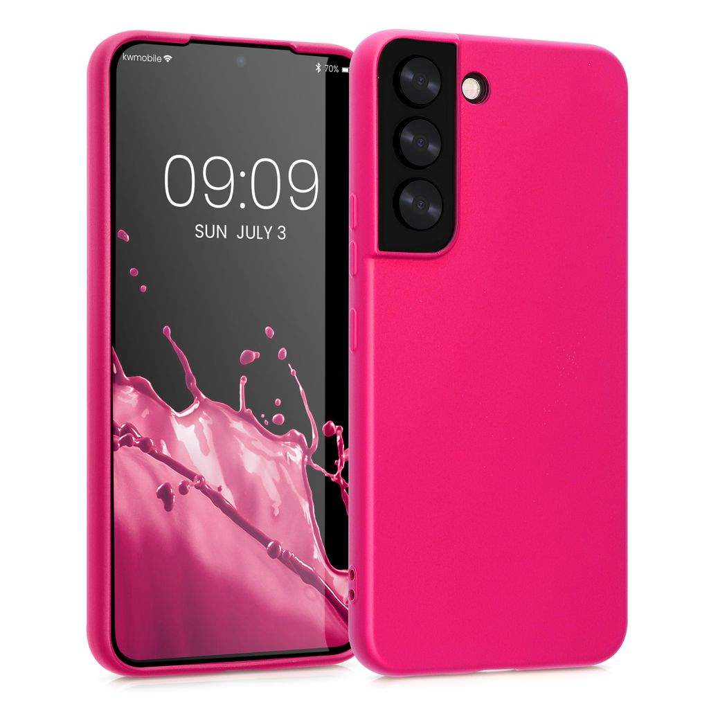 kwmobile Case kompatibel mit Samsung Galaxy S22 Hülle - Schutzhülle aus Silikon metallisch schimmernd - Handyhülle Metallic Pink