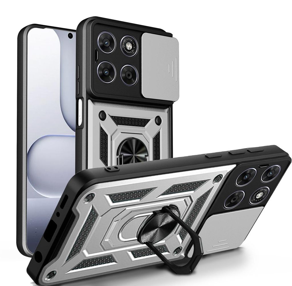 Outdoor Panzer Hülle für Motorola Moto G67 Silber Produktbild 