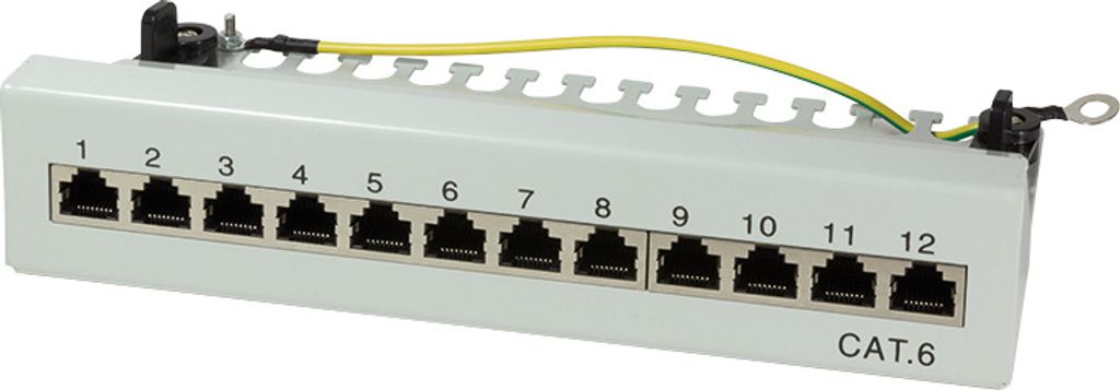 LogiLink Patchpanel für Tisch/Wand CAT 6 STP 12 Ports lichtgrau (1er Faltschachtel)