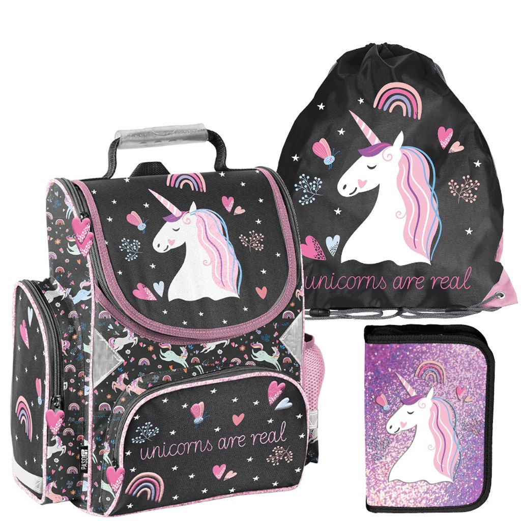 Schulranzen 3-tlg. Set für Mädchen & Jungen EINHORN – Paso Produktbild 