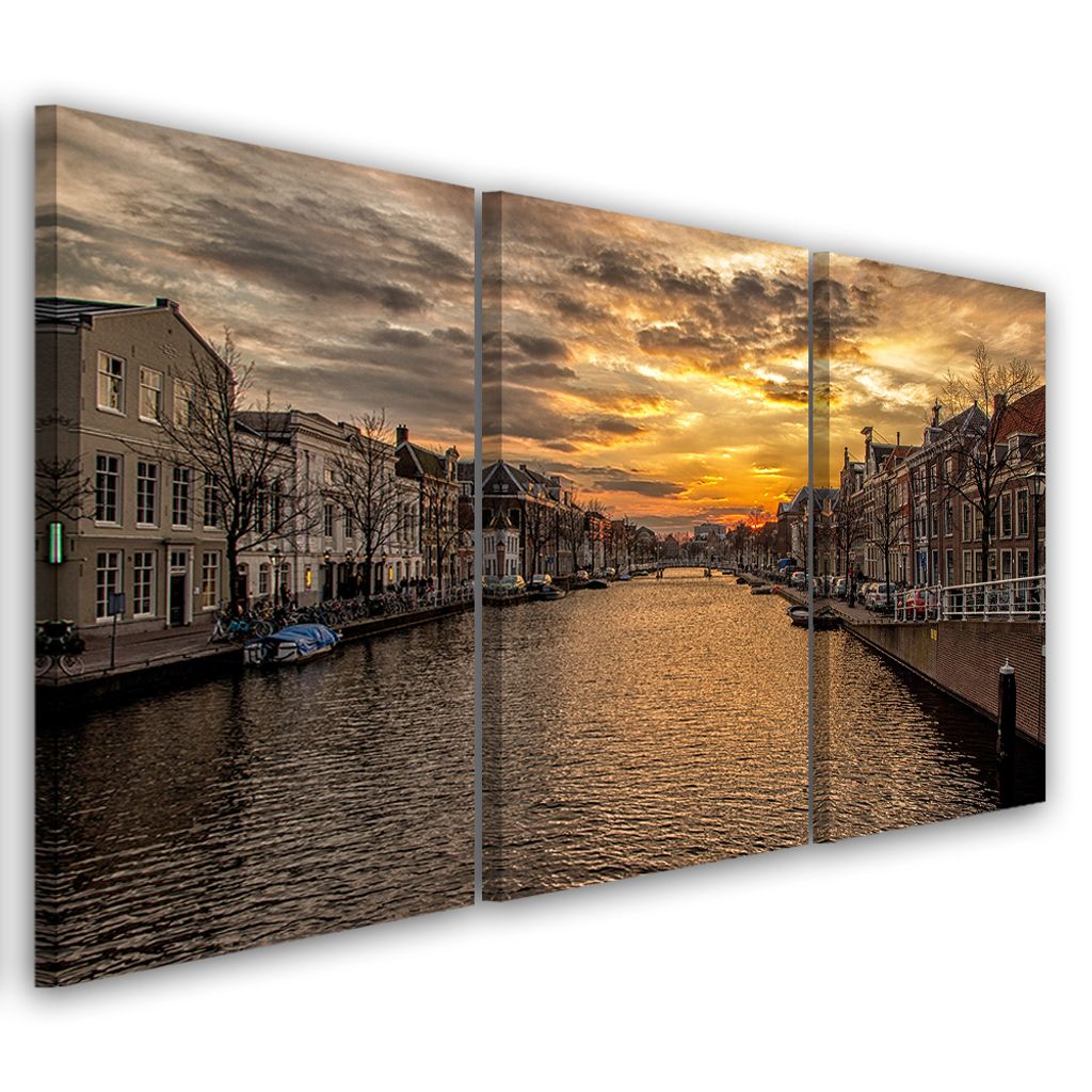 Triptychon auf leinwand orange landschaften 90x60 cm Feeby orange wandbild bereit zum aufhängen