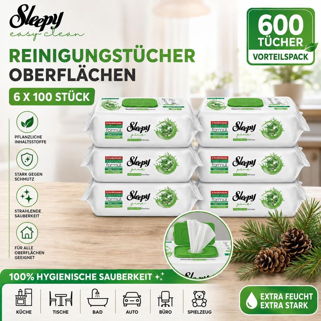 Sleepy Oberflächenreinigungstücher Pine Breeze 6x100 Obrázek produktu 