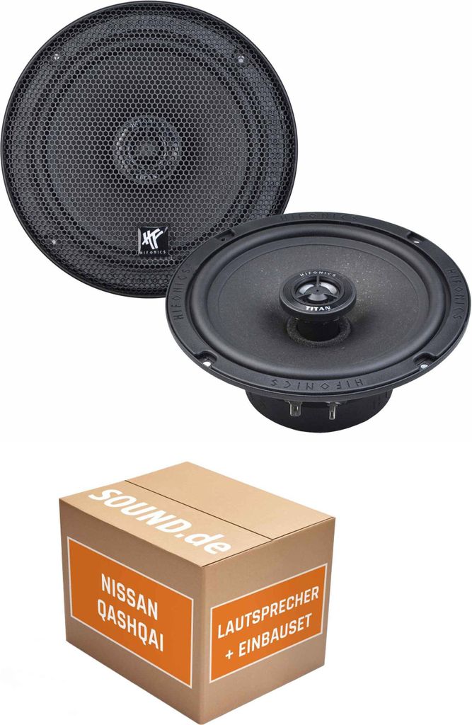 Lautsprecher Boxen Einbaupaket vorne Hifonics Titan TRX62 passend für Nissan Qashqai J10 | 2x Tief-Mitteltöner mit integriertem Hochtöner 180W MAX