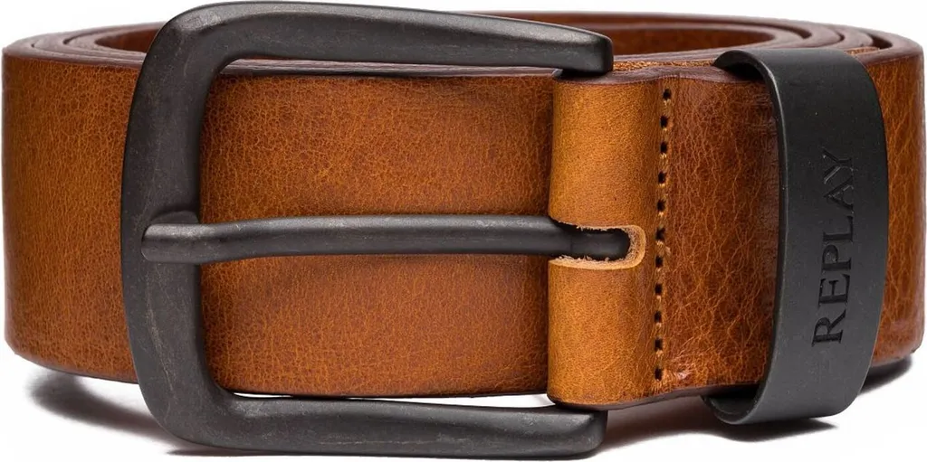 REPLAY Cintura Uomo In Pelle – Made In Italy, Fibbia Quadrata Con Logo, Aspetto Vintage E Robusto, 100% Pelle