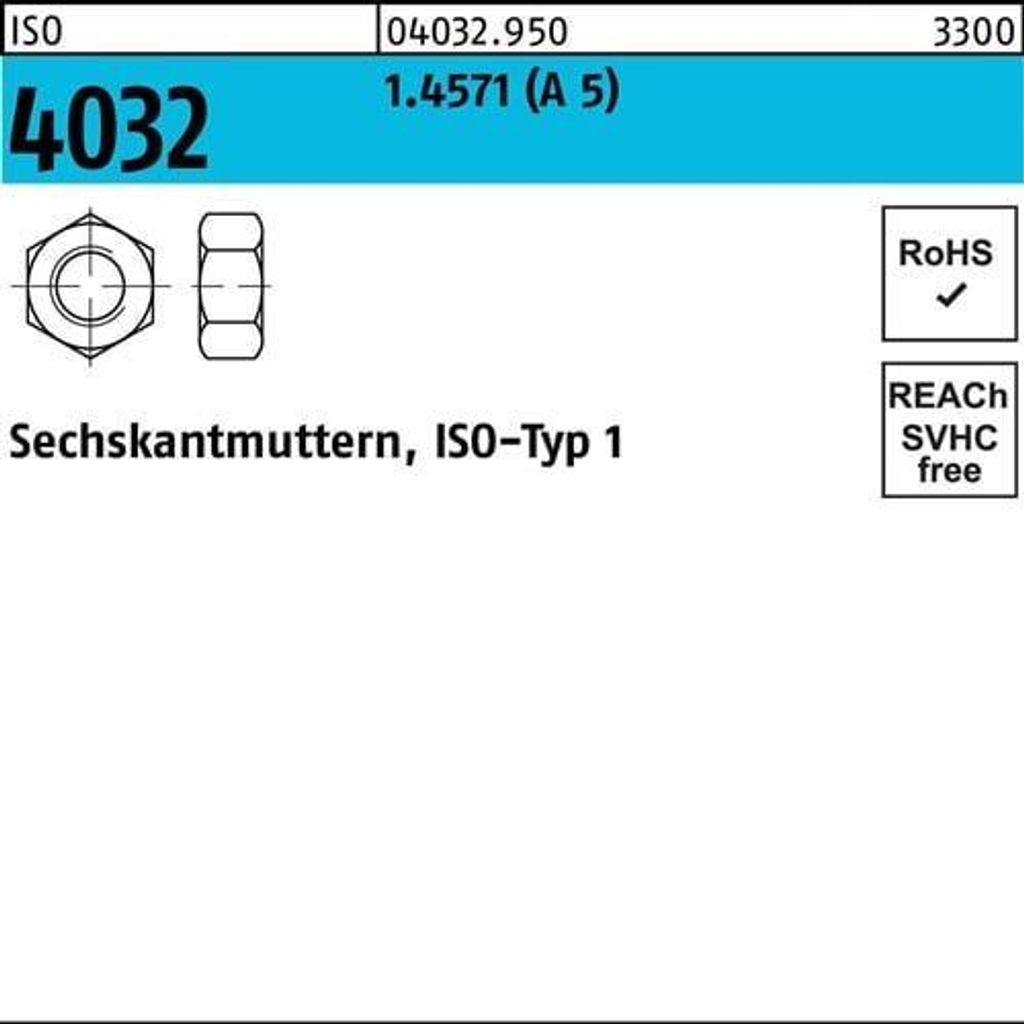 Sechskantmutter ISO 4032 M 10 A 5