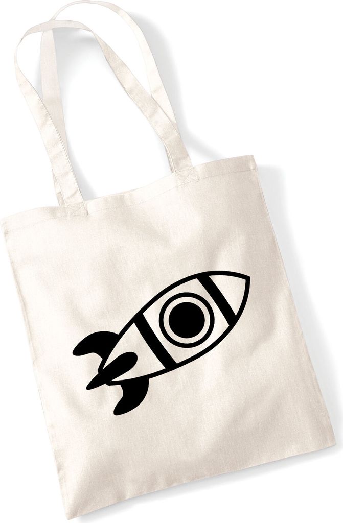 Huuraa Jutebeutel Rakete Raumschiff 10 Liter Natural Baumwolle Tasche Geschenkidee