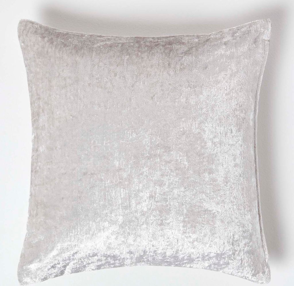HOMESCAPES Luxus Pannesamt-Kissenbezug in Champagner, 45 x 45 cm
