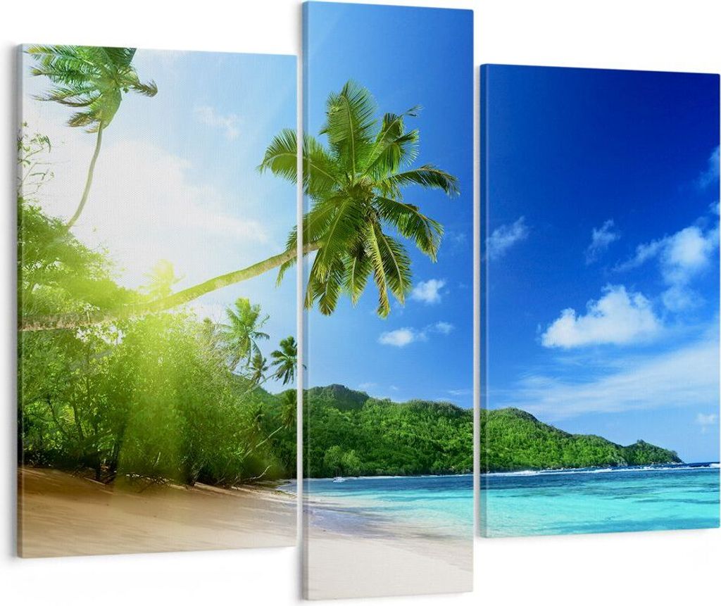 Bild auf Leinwand - Leinwandbild - Baum Dschungel Welle Landschaft - 95x80cm - Wand Bild - Wanddeko - Leinwanddruck - Bilder - Kunstdruck - Wanddek...