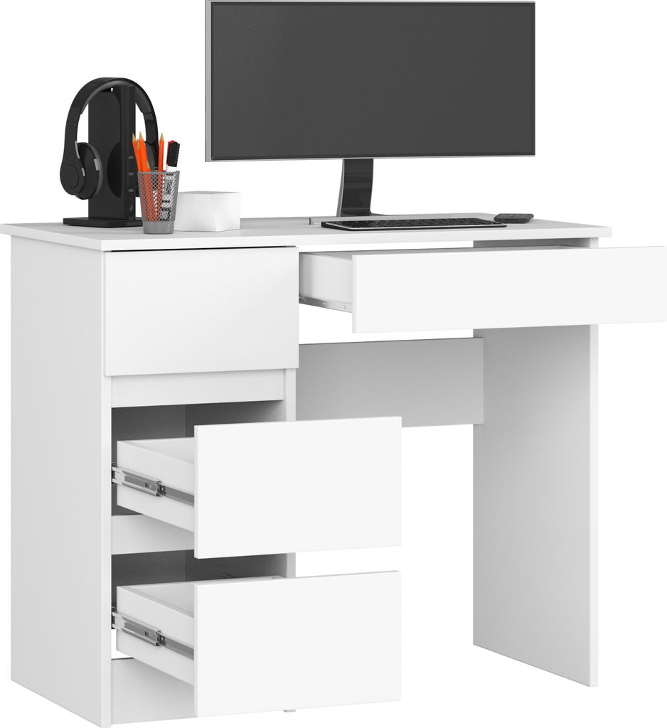 PC-Schreibtisch AKORD A7 links in der Farbe Weiß mit B90 x Produktbild 2