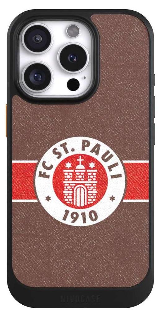 NIVOCASE Hülle für Apple iPhone 16 Pro Handyhülle NIVOcore Case Schwarz FC St. Pauli Logo Offizielles Lizenzprodukt