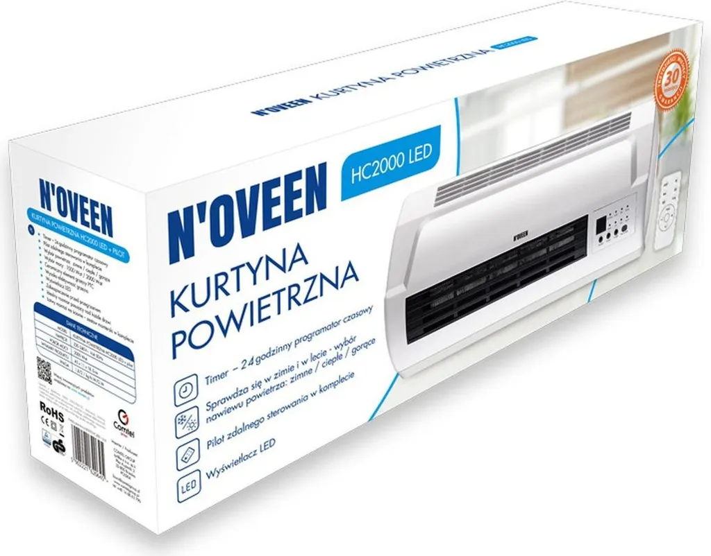 Rideau d'air N'oveen HC2000 LED avec programmateur et télécommande IR - 2
