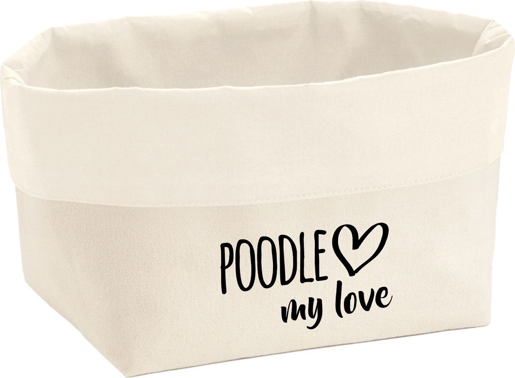 Huuraa Organizer Poodle my love 3 Liter Medium Canvas Baumwolle Utensilo Geschenkidee