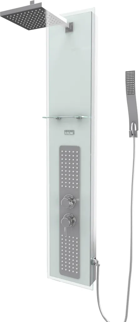 Colonne de Douche Design Blanc avec Jets Hydromassants et Verre Inox