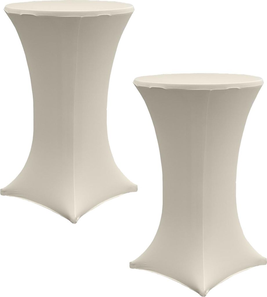 2x Stehtischhusse Stretch 70 cm beige Tischdecke Husse Bistrotisch Partytisch