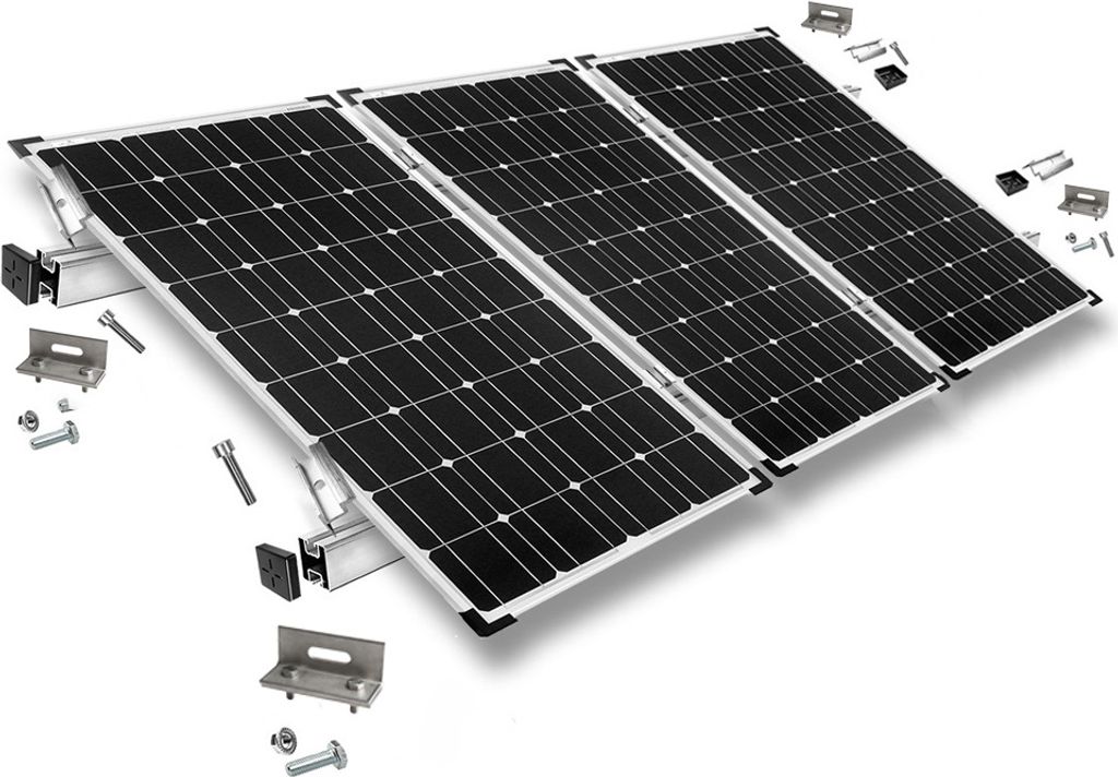 Befestigungskit mit Stehfalzklemmen für Schrägdachmontage 3 Solarpanele Rahmenhöhe 40mm