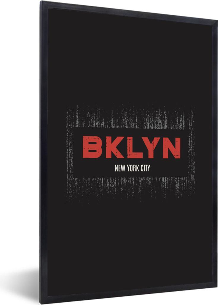 MuchoWow MuchoWow Gerahmtes Poster New York - Schwarz - Brooklyn 20x30 cm - Poster mit zchwarzem Bilderrahmen - Drucken - Bilder Poster im Rahmen