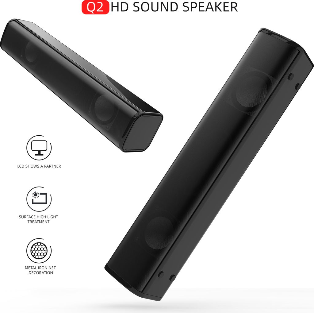 Q2 HD Lautsprecher tragbarer Sound kabelgebundener Lautsprecher für Telefon Computer TV schwarz