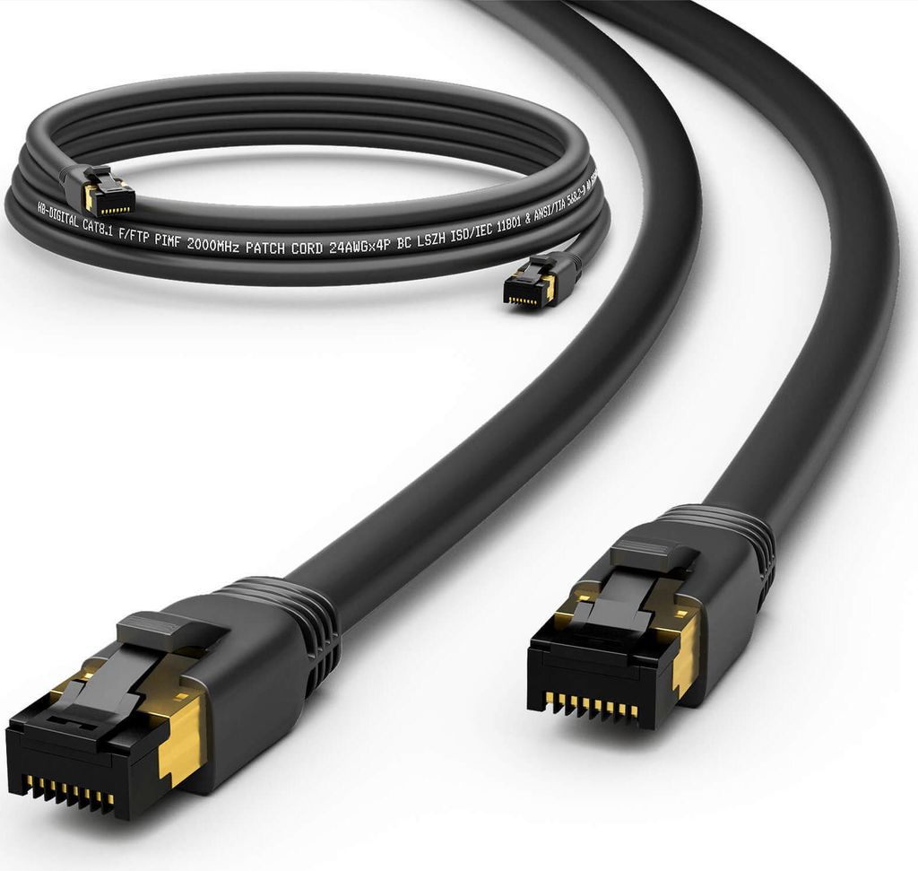 hb-digital 0.5m RJ45 Patchkabel CAT 8 LAN Kabel Netzwerkkabel F/FTP LSZH schwarz