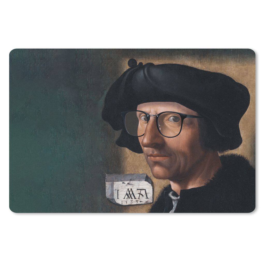 MuchoWow Schreibtischunterlage Selbstporträt - Jacob Cornelisz van Oostsanen 60x40 cm - XXL Mauspad - Großes Mauspad