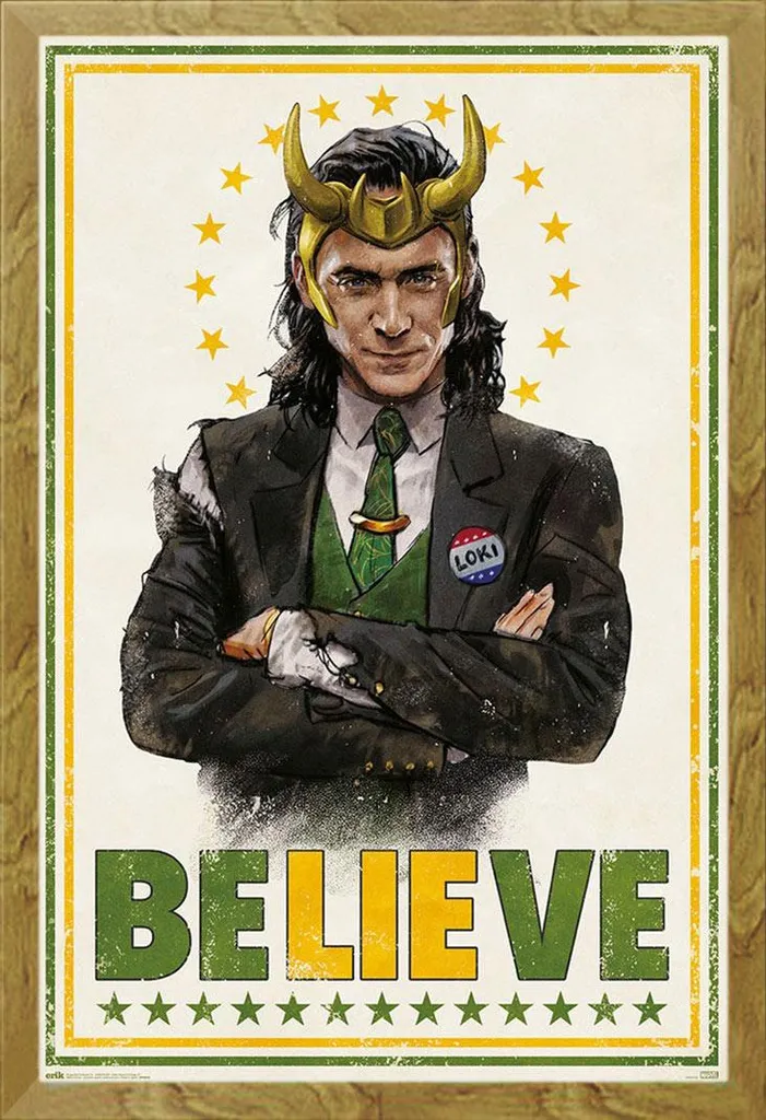 Déco Murale Marvel Loki : Poster et Cadre Shinsuke Chêne pour Salon ou Bureau