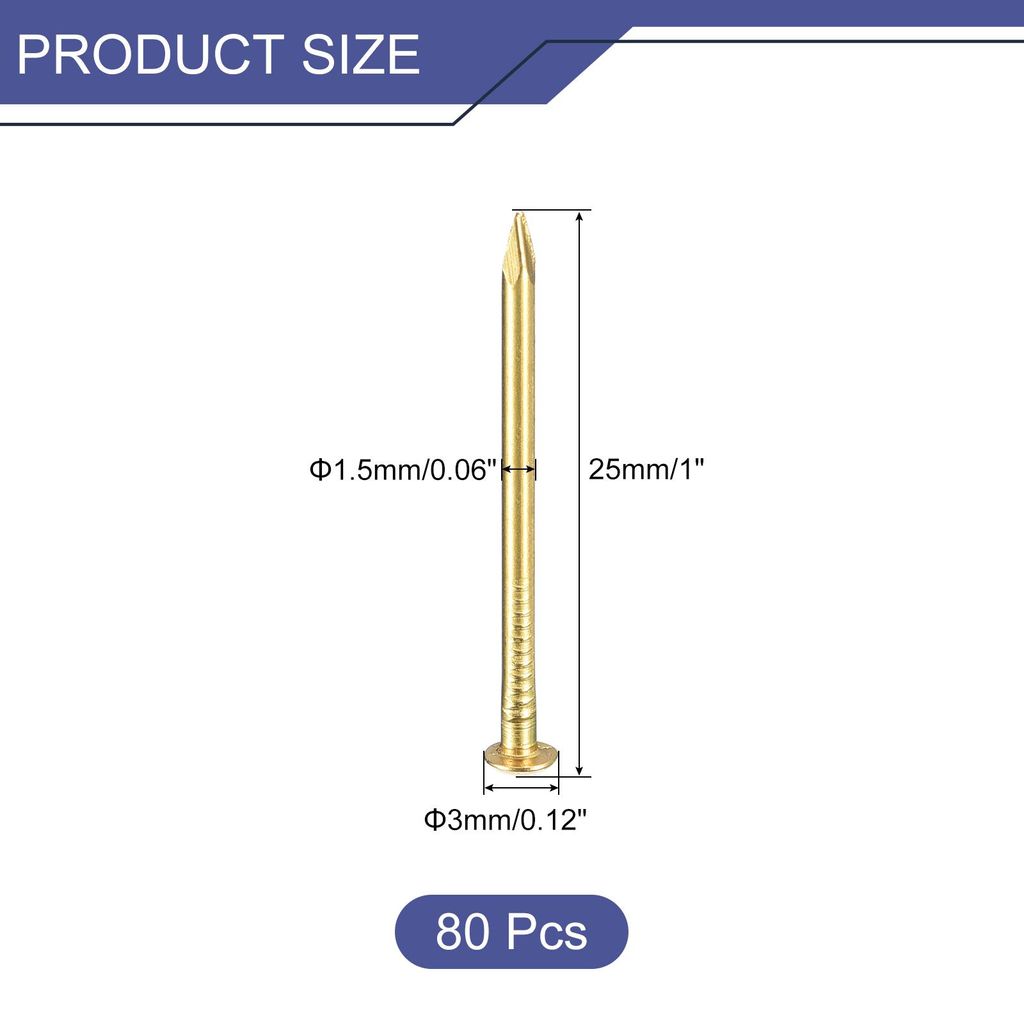80 Stš¹ck Messingn?gel 1,5mmx25mm(DxL) Winzige Messing N?gel Hardware N?gel Kleine N?gel fš¹r Holz DIY Dekorative Boxen Haushaltszubeh?r, Messi...