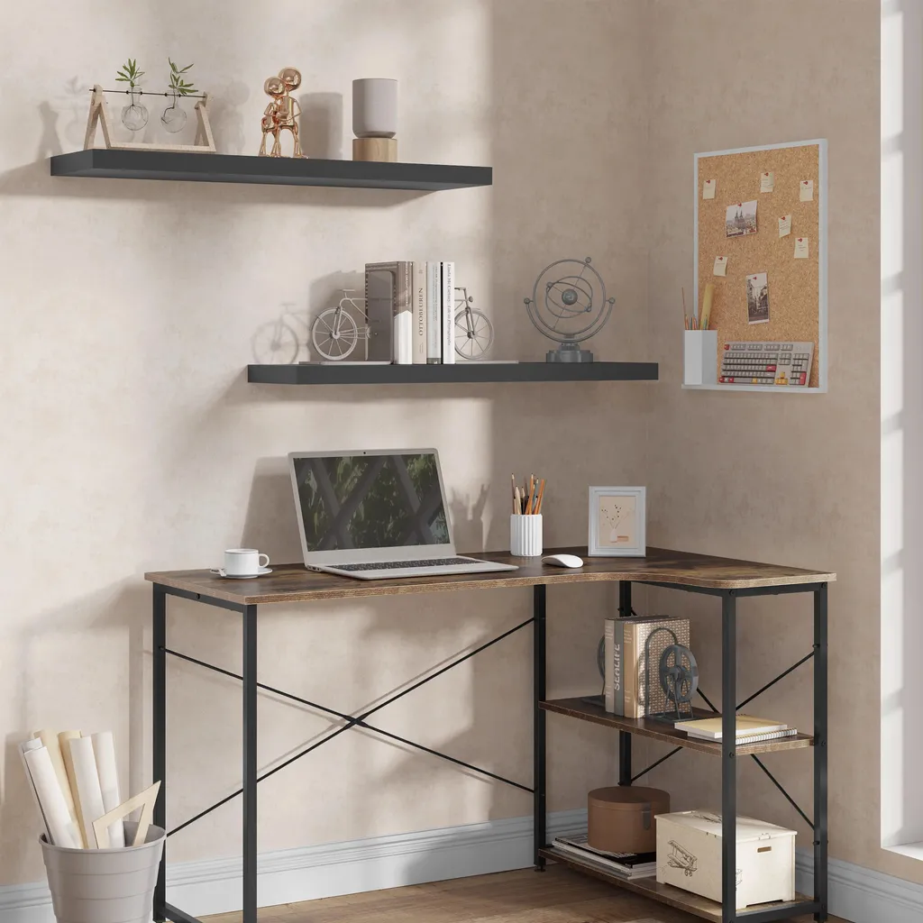 Scaffale Legno Moderno Giallo 50x23cm - Organizzazione Senza Fori