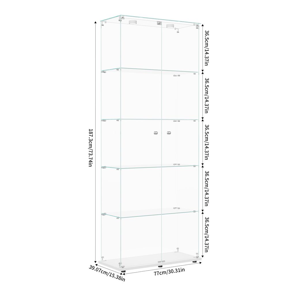 Skleněná vitrína Fortuna Lai v bílé barvě s LED, 187,3 x 39 Obrázek produktu 