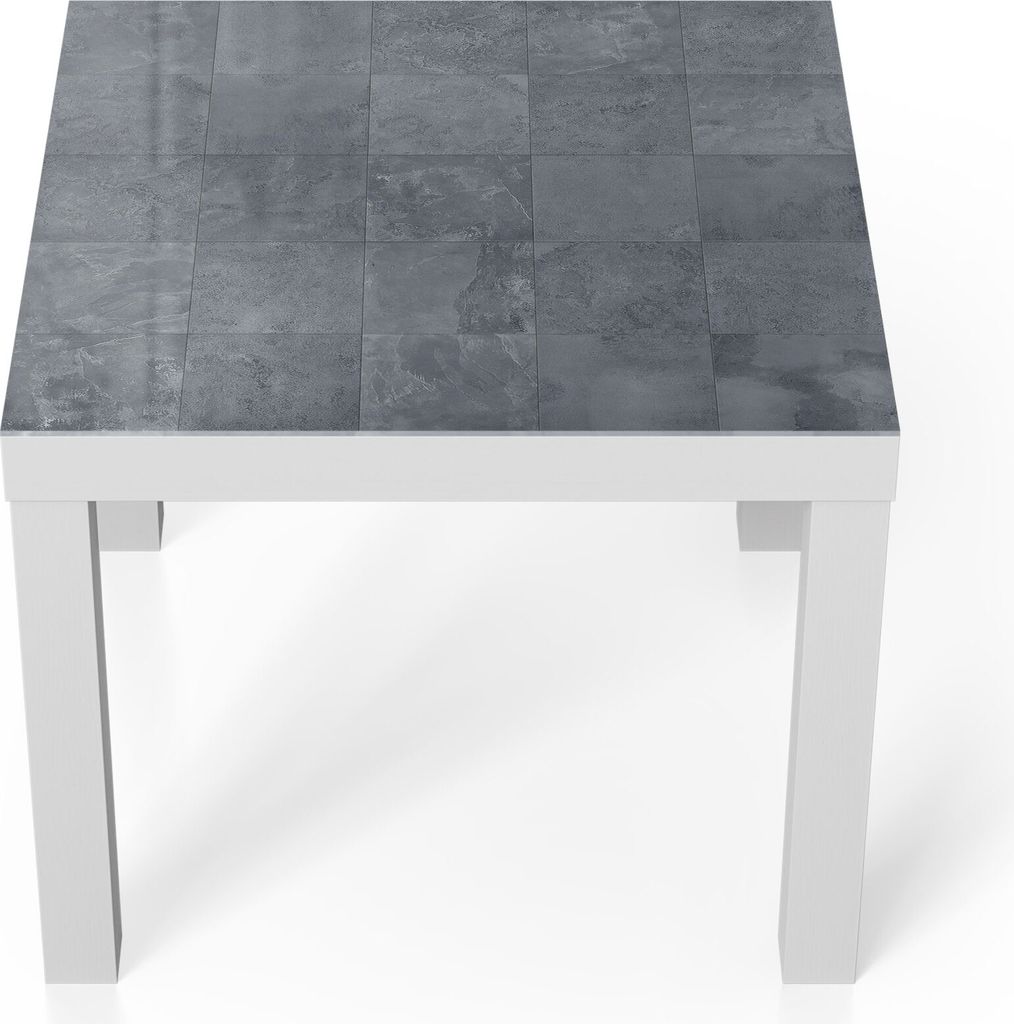 DEQORI Couchtisch 55x55 cm Weiß 'Natursteinfliesen' Glas Beistelltisch