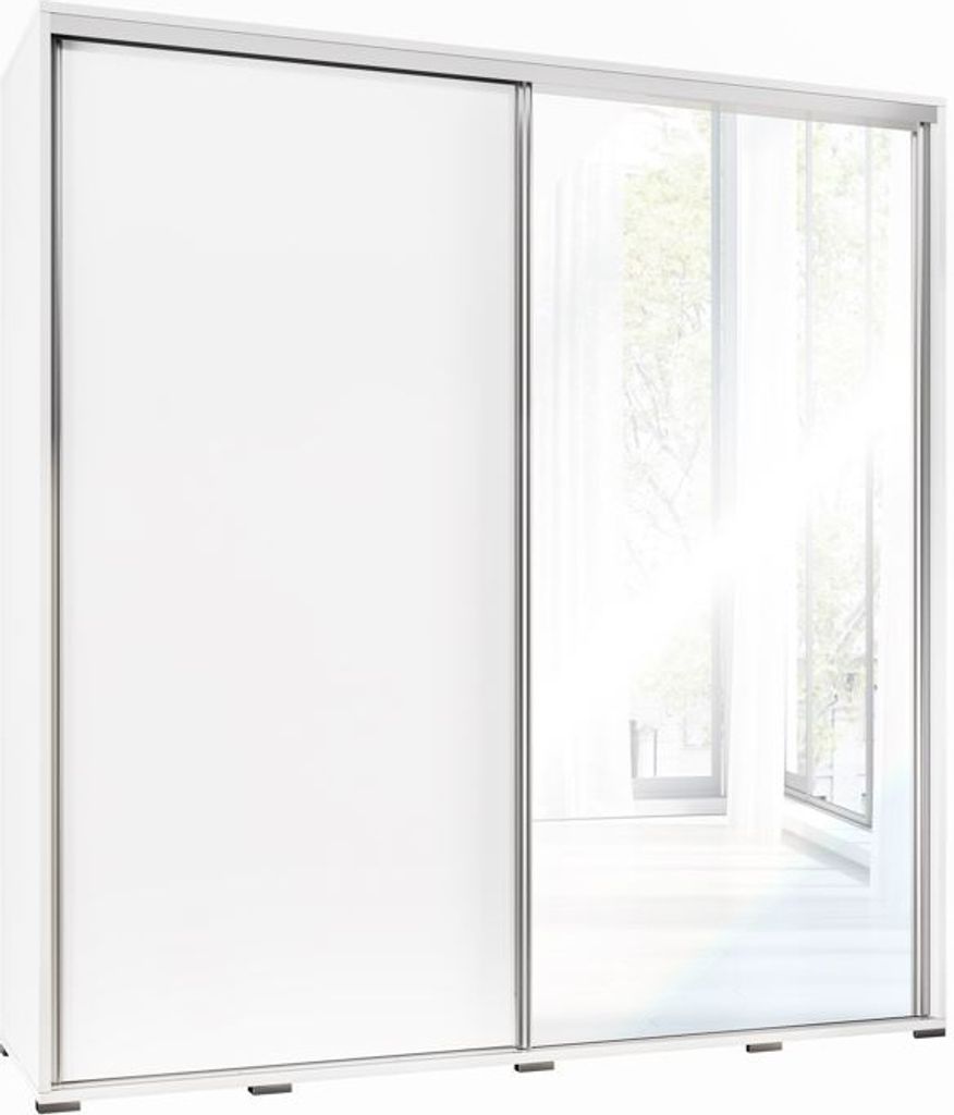 Breiter Kleiderschrank 205 cm mit Spiegel DANUBE 26 - weiß