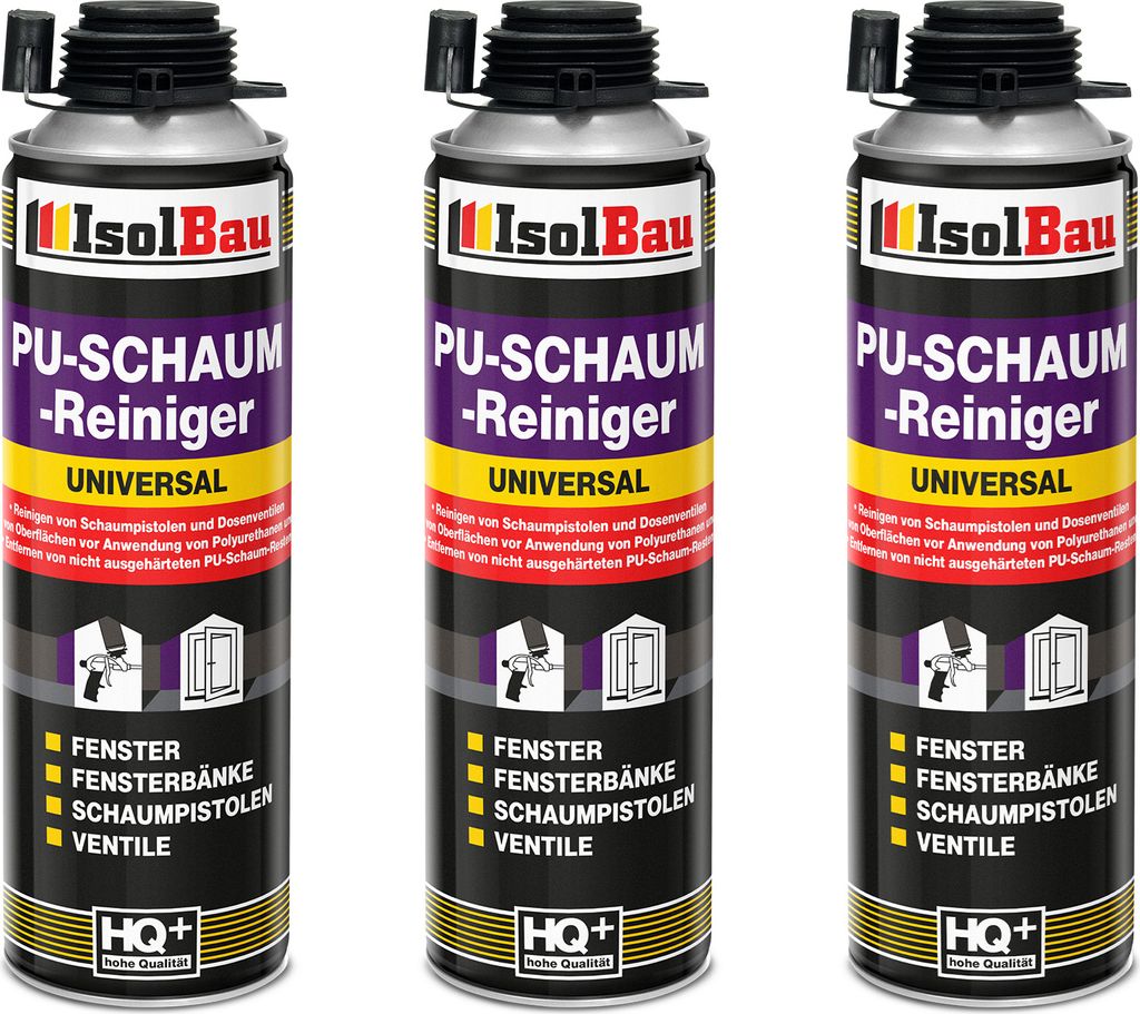 Isolbau 3 x 500 ml Dose PolyurethanSchaum Reiniger - Produktbild 
