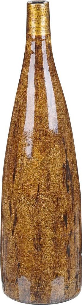 BELIANI Blumenvase Goldbraun Terrakotta 52 cm Handgemacht Langer Hals Schmale Öffnung Flaschenform Bodenvase Deko Accessoires Wohnzimmer Schlafzimmer