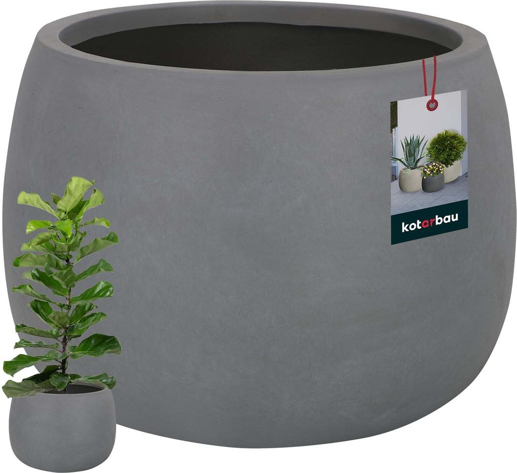 KOTARBAU® Pflanzkübel Blumenkübel Dunkelgrau Fiberclay Produktbild 
