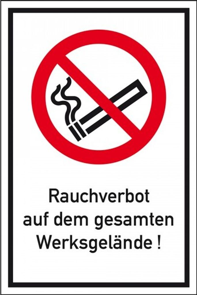 Dreifke Schild I Verbots-Kombischild Rauchverbot auf dem Werksgelände, Alumi...