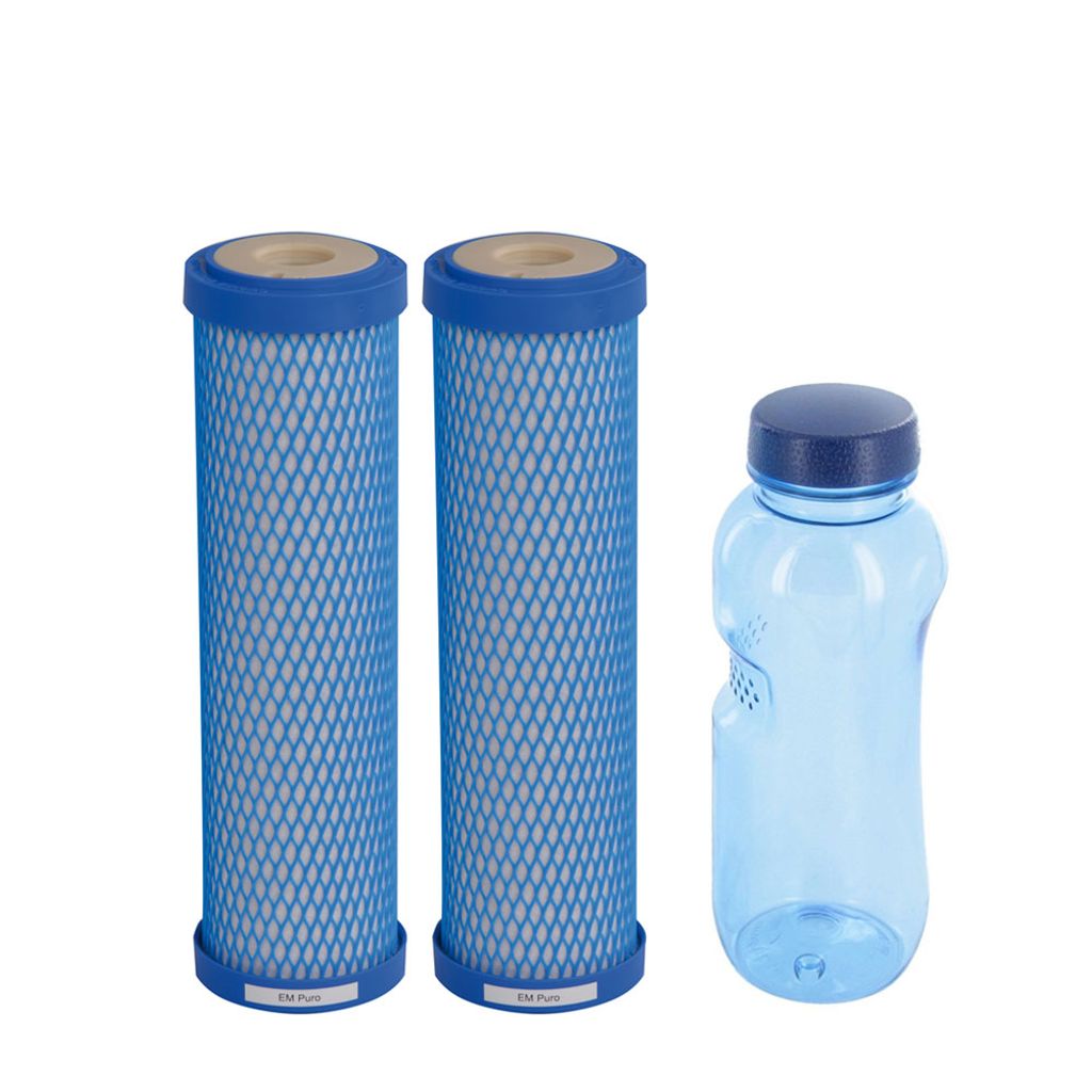 plus 2 Trinkflaschen Tritan BPA frei 2 x IFP Puro Carbonit Monoblock Filter 1